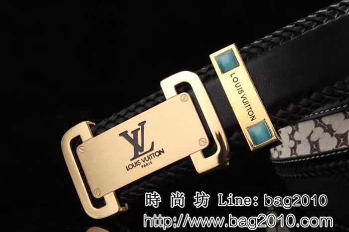 路易威登LV 手工編織蛇皮 2017秋冬新款 正品開版 高端男士皮帶 LHG1775